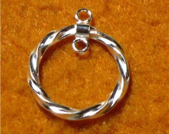 Sterling silver round twisted drop with loop (1 pair)