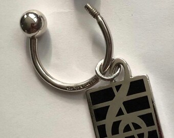 Vintage Tiffany & Co 1992 Enamel Sterling Silver Treble Clef