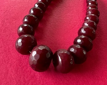 Natural Red Ruby Faceted Quartz - Graduated Strand 10mm-20mm-10mm 10” strand of beauty
