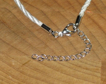 White and Black 18 inch roped cord necklace with extension