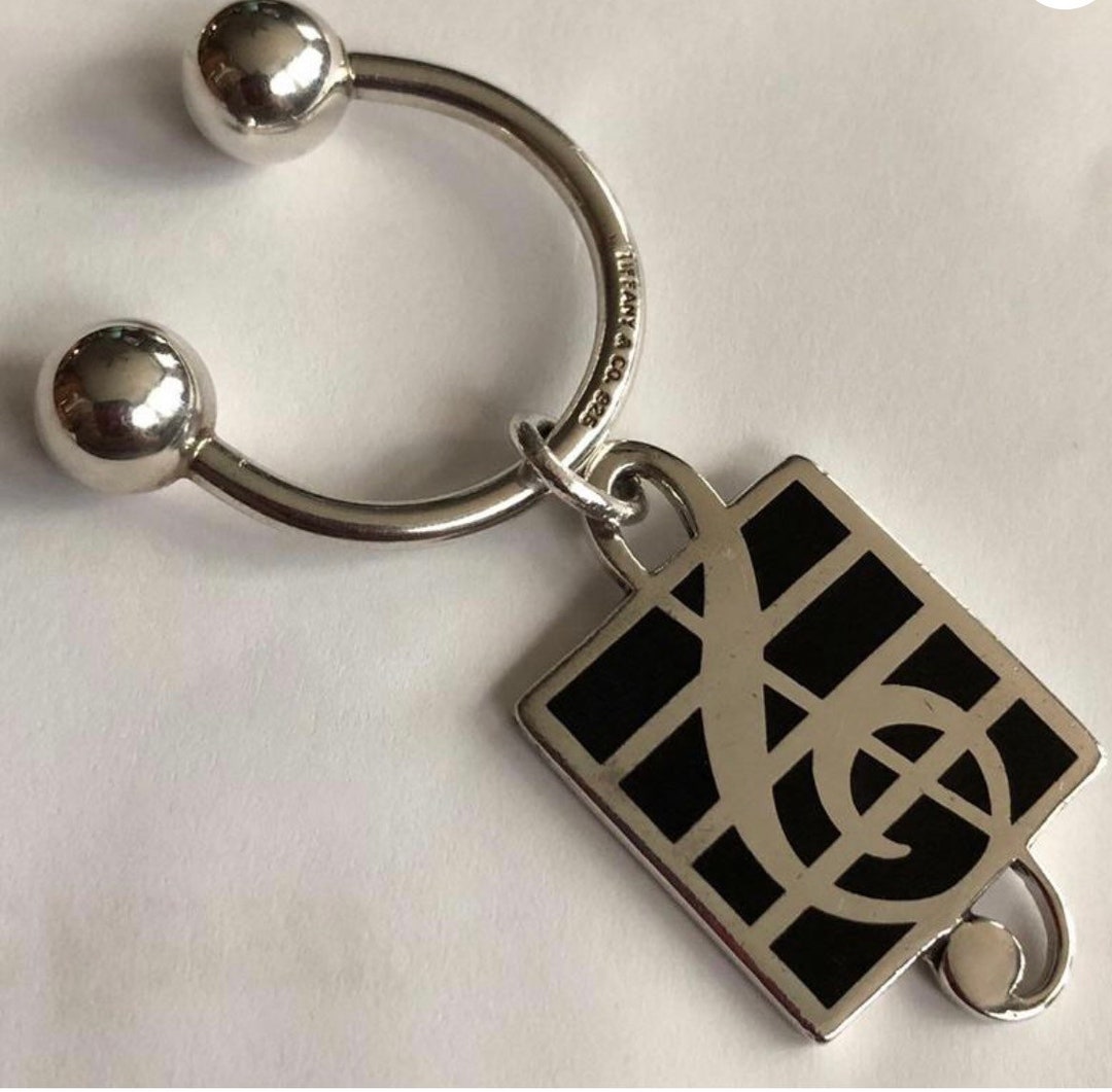 Tiffany & Co. 音楽モチーフ キーホルダー Vintage Tiffany & Co 1992 Enamel Sterling Silver Treble Clef
