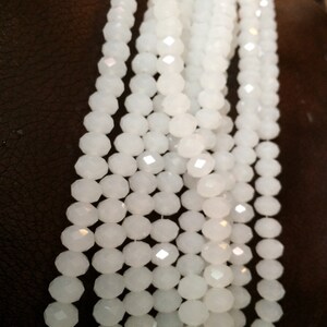 Luscious Crystal Rondelle Beads in Opaque White Opal - 8x5mm