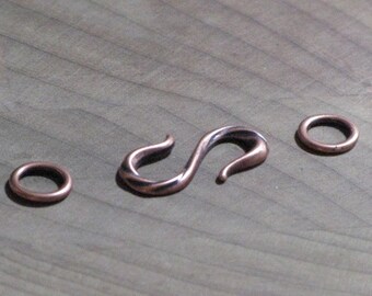 Antiqued Copper-Plated Pewter S Hook 22x10mm