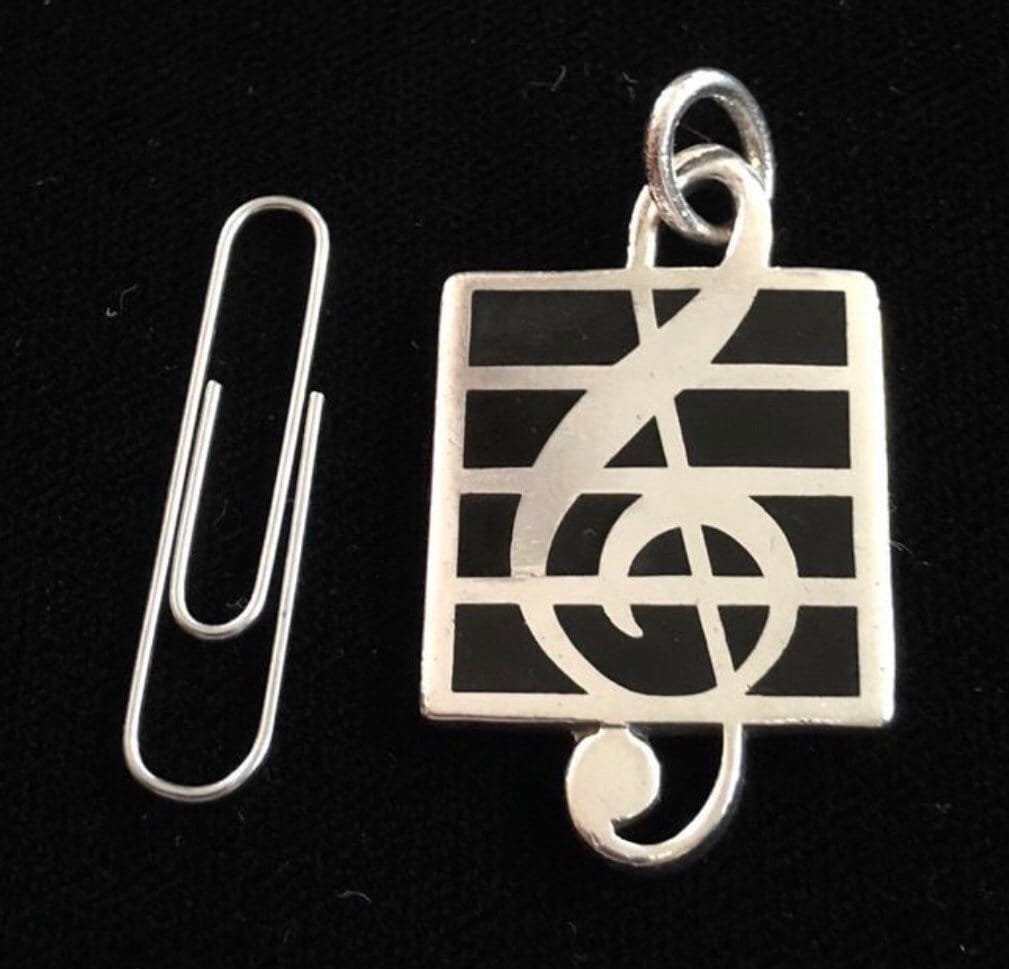 Vintage Tiffany & Co 1992 Enamel Sterling Silver Treble Clef
