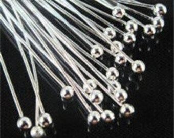 Sterling Silver Ball Headpins (1.5 inches) 20 ga. 50 pkg