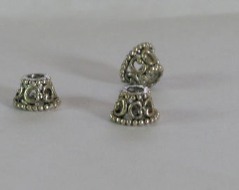 Fancy Filigree Antiqued Pewter Bead Caps (10)