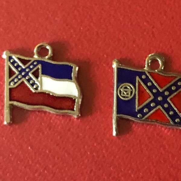 Vintage State Flags Mississippi, Georgia State Flag (or) Fed Flag charm-1