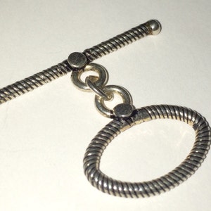 Antiqued Oval Sterling Silver Twisted Toggle (large 21x19.5mm)