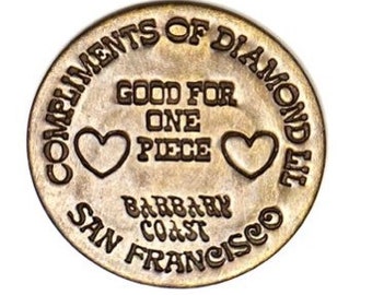 Compliments of Diamond Antiqued Brass Cat House Brothel Token-