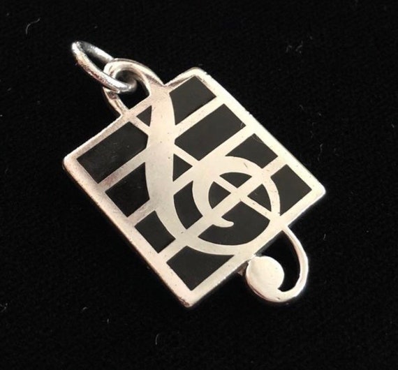 Vintage Tiffany & Co 1992 Enamel Sterling Silver Treble Clef