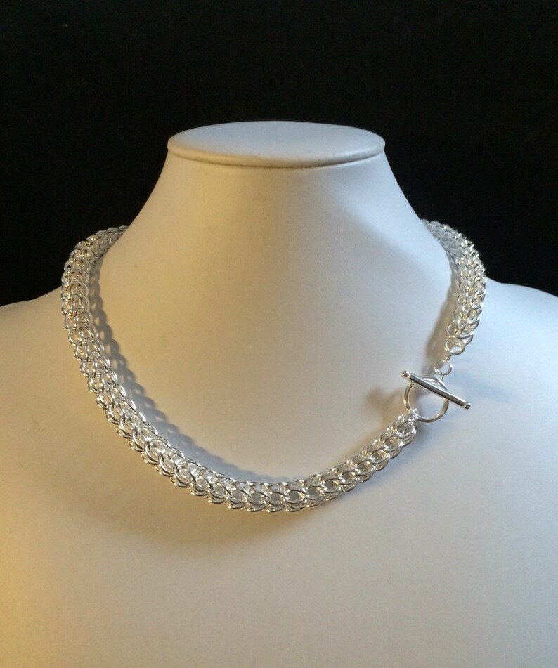 Silver Full Persian Chainmaille necklace image 3