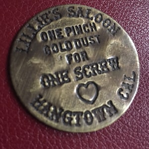 Lillie&#39;s Saloon- Vintage Antiqued Brass Brothel Token-