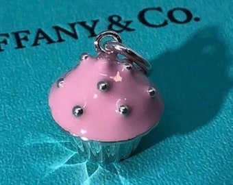 Vintage Tiffany & Co Sterling Silver Pink Cupcake Charm