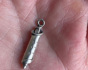 Pewter Syringe Shot Charm