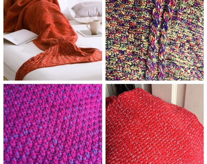 Various colors added HERE -Crocheted Mermaid Tail Blanket (Adult size)-