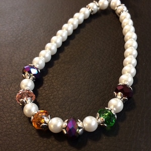 Family Tree Crystal and Glass Pearl Bracelet for any special occasion Made To Order