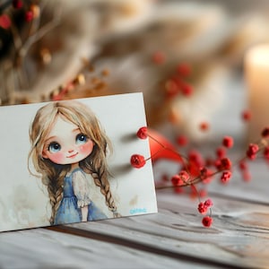 Clipart de meninas para cartões, a imagem é 5x7po, esta é uma imagem digital para baixar, imprimir e recortar, o cartão é pessoal.