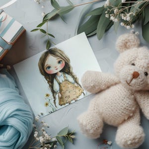 Clipart de meninas para cartões, a imagem é 5x7po, esta é uma imagem digital para baixar, imprimir e recortar, o cartão é pessoal.