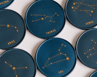 Blue Zodiac Constellation Coasters | Handmade, Sustainable Home decor & gifts
