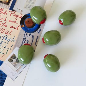 Set of 5 Olive Magnets | Cute Kitchen Fridge Magnets | Handmade Clay Food Decor | Kitsch Olive Lover Gift | Quirky Mediterranean Decor