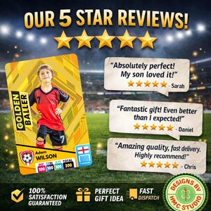 Personalised Football Trading Card, Custom Metal Card with Photo, Name & Stats, Football Gift for Boys/ Girls, Matchday Present image 6