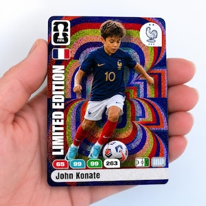 Personalised World Cup Football Card | Custom Metal Trading Card with Photo, Name & Team | Football Fan Gift