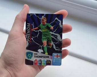 Personalised PHENOM Football Card | Custom Metal Trading Card with Stats | Football Gift for Kids