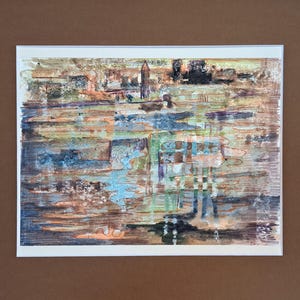 Venice Campanile, Watercolor, Harald Kauffmann, 1967, signed, painting, art lovers, gift, home decor, Italy