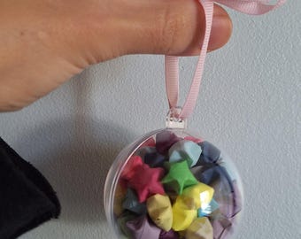 2.5 inch Origami Star Filled Globe Christmas Ornament