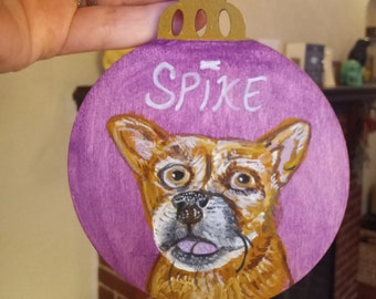 YOUR PET PORTRAIT on a 4 Inch Wooden Christmas Ornament