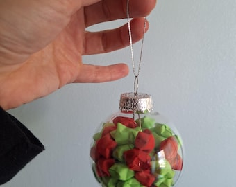 2.5 inch Origami Star Filled Globe Christmas Ornament