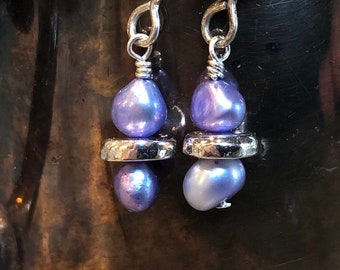 Blue pearl ear rings