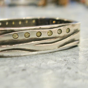 Black Hinged Silver Bracelet with Yellow Diamonds