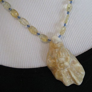 Oyster Shell Pendant on Citrine Bead Necklace