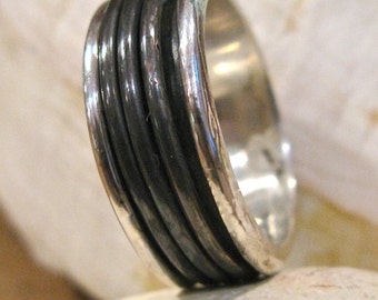 Silver Spinner Ring with Black Patina