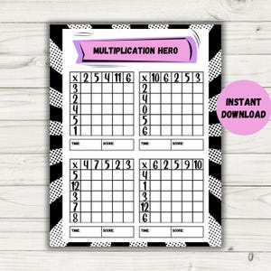 Hoja de trabajo de multiplicación imprimible para tablas de multiplicación / Cuadrados de multiplicación cronometrados / Pósteres de matemáticas / Cuadrículas de multiplicación / DESCARGA INSTANTÁNEA