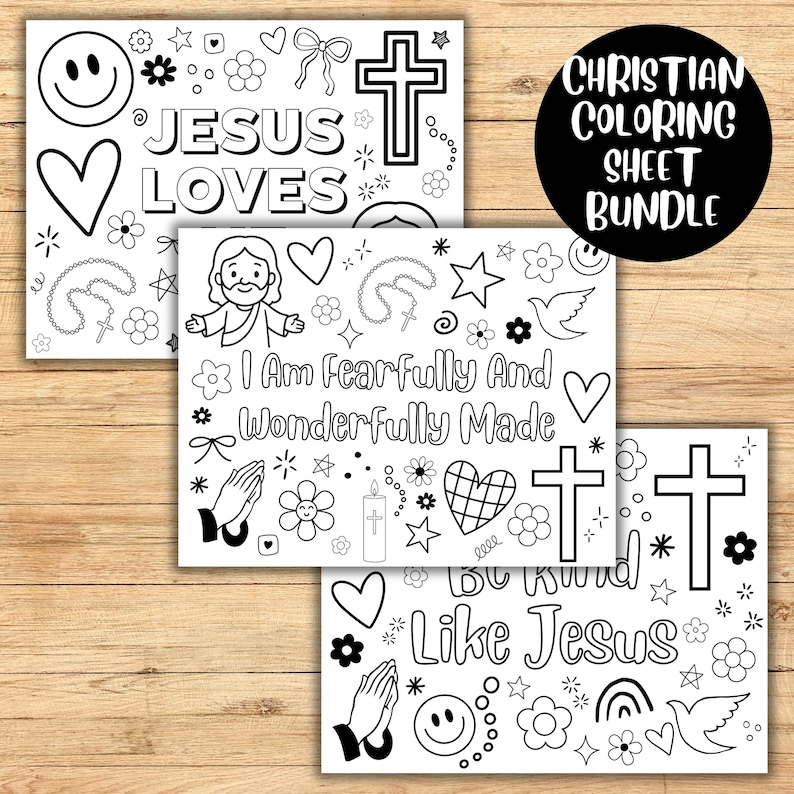 Christian Coloring Sheets for Kids Set of 3, Bible Verse Printables ...