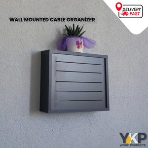 Modern Wooden & Metal Wi-Fi Router Storage Box with Cable Organizer – Minimalist Design for Home Décor cm 45X35X10 / Anthracite colour