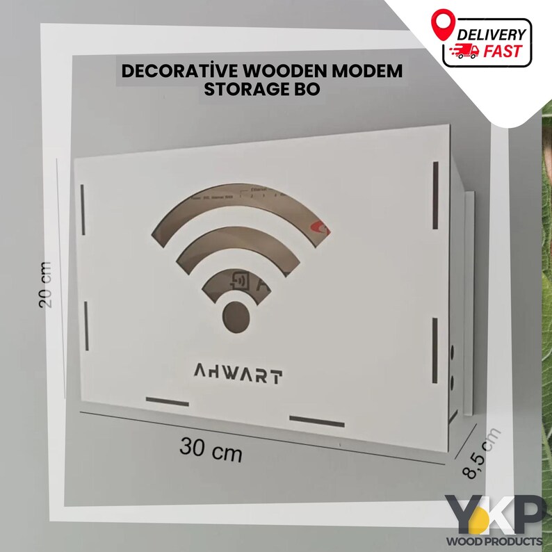Decorative Wooden Modem Storage Box, Stylish MDF Modem Shelf With Cable ...