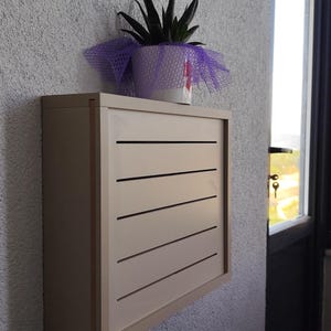 Modern Wooden & Metal Wi-Fi Router Storage Box with Cable Organizer – Minimalist Design for Home Décor cm 45x35x10