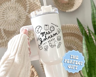 Teacher Tumblers, Personalized Teacher Appreciation Gifts, Custom 40oz Tumbler, End Of Year Teacher Gift Travel Mug, Back To School Gift Cup