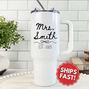 Personalized Bride Tumbler, Mrs Gifts, Custom Bride Cup, Bride to Be Gift, Wedding Gift for Bride Travel Cup, Engagement Gift, 40oz Tumbler