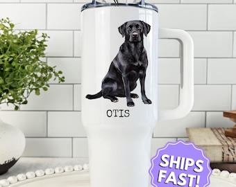 Personalized Black Labrador 40oz Tumbler, Custom Dog Name Cup, Black Lab Gifts, Dog Tumbler, Birthday Gift For Her, Dog Lover Gift, Dog Mom