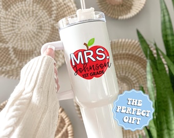 Teacher Tumblers, Personalized Teacher Appreciation Gifts, Custom 40oz Tumbler, End Of Year Teacher Gift Travel Mug, Back To School Gift Cup