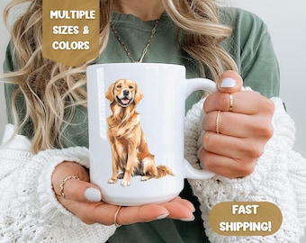 Golden Retriever Dog Mug, Personalized Golden Retriever Gifts, Personalized Dog Mug, Dog Lover Birthday Gift, Dog Mom Gift, Golden Mom Mug