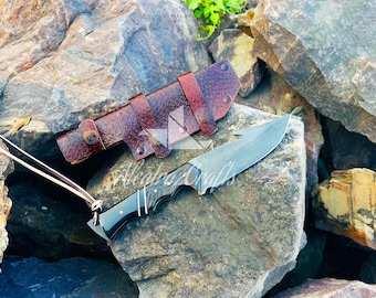 Handcrafted Full Tang Hunting Knife with Custom Leather Sheath