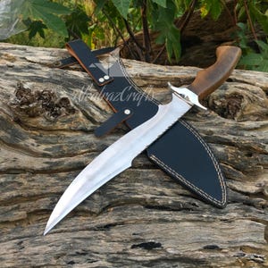 Handmade Hunting Bowie Knife D2 Steel with Leather Sheath| Outdoor Knife Hunting Knife Best Anniversary Valentine Gift for Her Him
