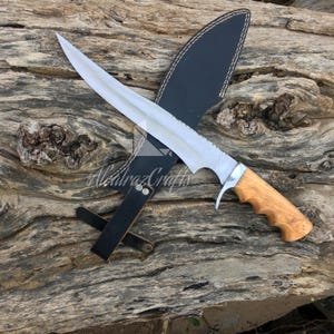 Handmade Hunting Bowie Knife D2 Steel with Leather Sheath| Outdoor Knife Hunting Knife Best Anniversary Valentine Gift for Her Him