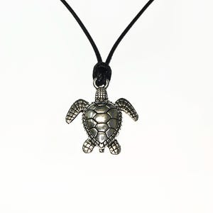 The Wise Turtle: 20&quot; Black Wax Cord Necklace