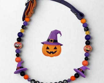 Personalisierte Halloween Hundehalsband • Perlen Hundehalskette • Biothane Tier Zubehör